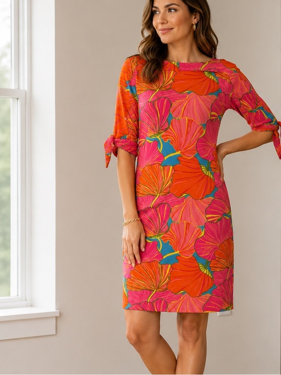 Trina Turk Dresses & Skirts - Trina Turk Floral Shift Dress Women’s XL Pink Orange Tropical Designer Resort